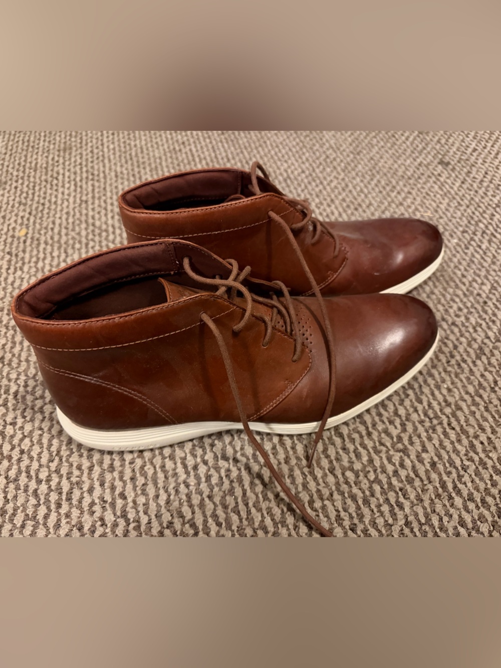 Cole Haan Brown Leather Chukka Boots with White Sole